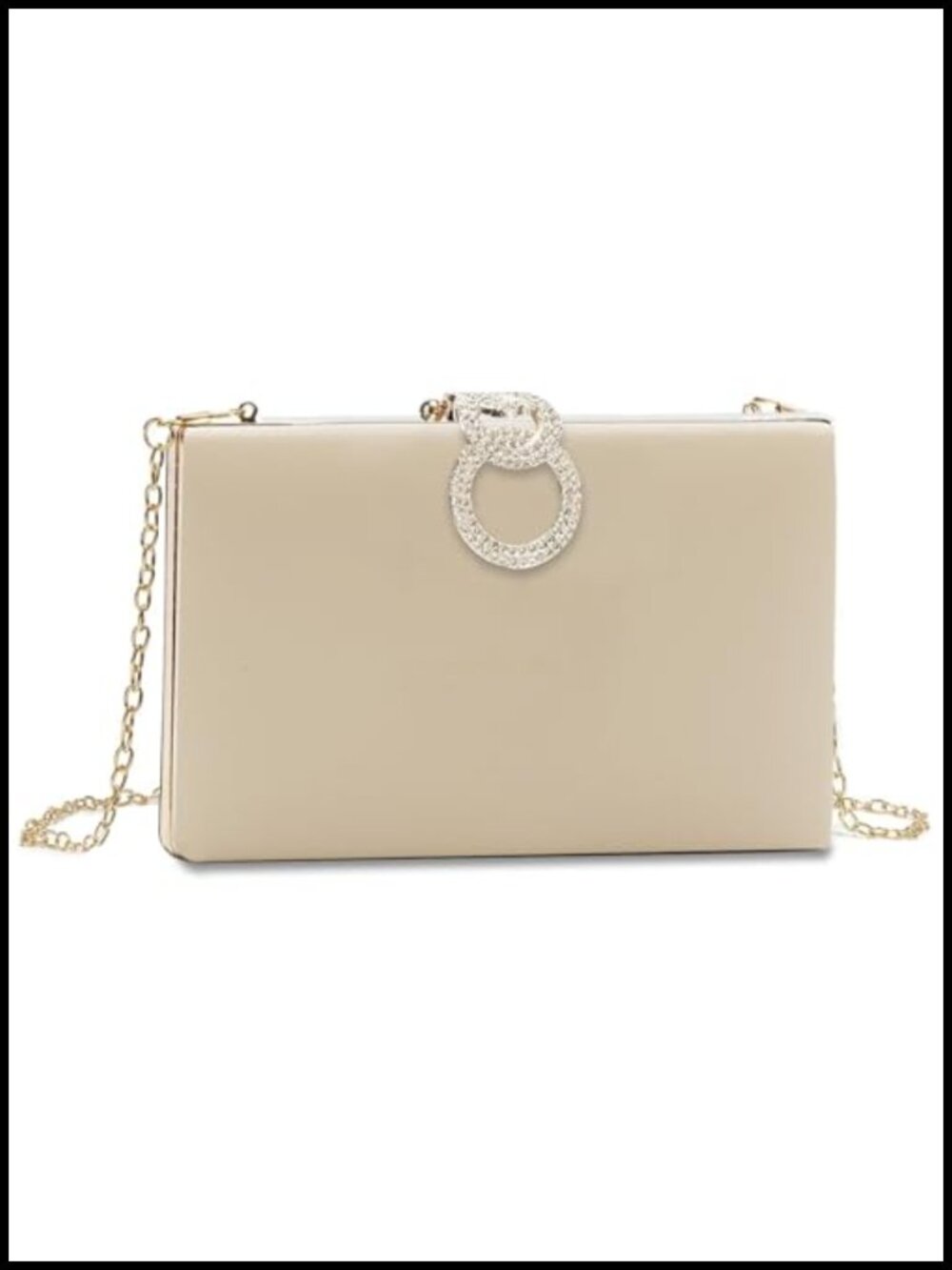 Faux Leather Clutch Purse for Women, Evening Bag with Removable Chain Strap